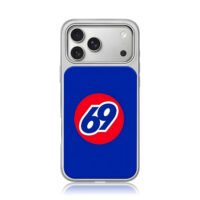 Blue background blue 69 in red circle iPhone 17 Pro Max Electroplated Silver Case1