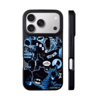 Blue Batman Gotham collage art iPhone 17 Pro Max Black Case