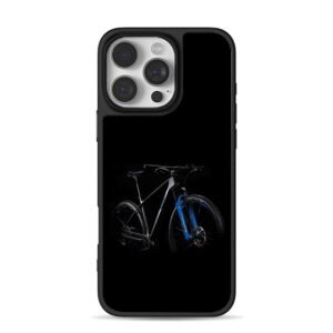 Blue black MTB on black bg iPhone 16 Pro Max Black Case