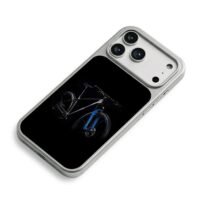 Blue black MTB on black bg iPhone 17 Pro Max Electroplated Silver Case2