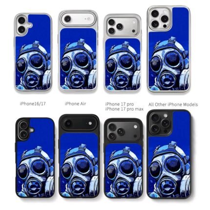 Blue cyberpunk gas mask art Chris Brown Phone Case Black Electroplated Silver For Iphone 11 To 17