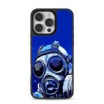 Blue cyberpunk gas mask art iPhone 16 Pro Max Black Case