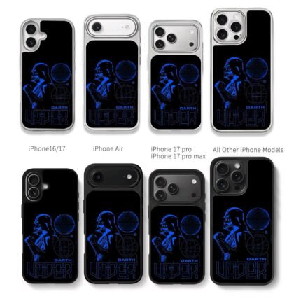 Blue Darth Vader Death Star Chris Brown Phone Case Black Electroplated Silver For Iphone 11 To 17