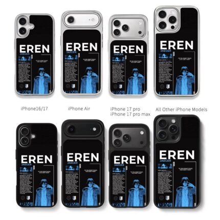 Blue Eren Jaeger AOT anime art Chris Brown Phone Case Black Electroplated Silver For Iphone 11 To 17
