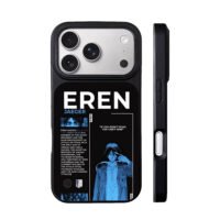 Blue Eren Jaeger AOT anime art iPhone 17 Pro Max Black Case