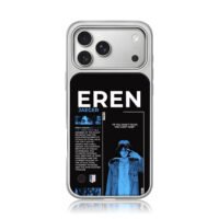 Blue Eren Jaeger AOT anime art iPhone 17 Pro Max Electroplated Silver Case1
