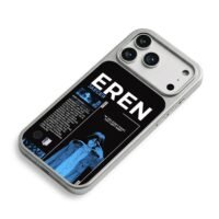 Blue Eren Jaeger AOT anime art iPhone 17 Pro Max Electroplated Silver Case2