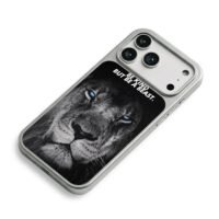 Blue eyed black lion be kind beast iPhone 17 Pro Max Electroplated Silver Case2