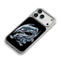 Blue Eyes White Dragon YuGiOh art iPhone 17 Pro Max Electroplated Silver Case2