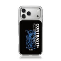 Blue fluid art Contrast Bless iPhone 17 Pro Max Electroplated Silver Case1