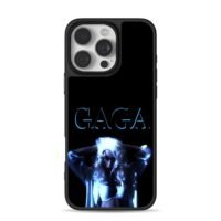 Blue GAGA text Lady Gaga on black iPhone 16 Pro Max Black Case