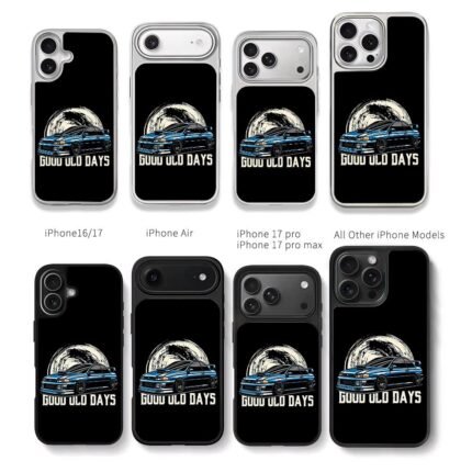 Blue JDM car GoodOldDays moon Chris Brown Phone Case Black Electroplated Silver For Iphone 11 To 17