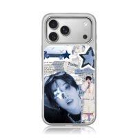 Blue kpop stars collage sea news iPhone 17 Pro Max Electroplated Silver Case1