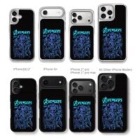 Blue Marvel Avengers Endgame team Chris Brown Phone Case Black Electroplated Silver For Iphone 11 To 17