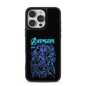 Blue Marvel Avengers Endgame team iPhone 16 Pro Max Black Case