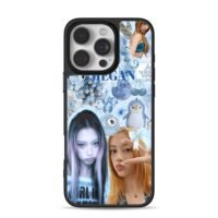 Blue Megan girls collage penguin iPhone 16 Pro Max Black Case