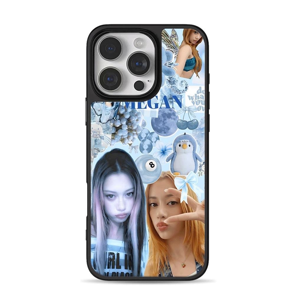 Blue Megan girls collage penguin iPhone 16 Pro Max Black Case Blue Megan girls collage penguin iPhone 16 Pro Max Black Case