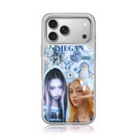 Blue Megan girls collage penguin iPhone 17 Pro Max Electroplated Silver Case1