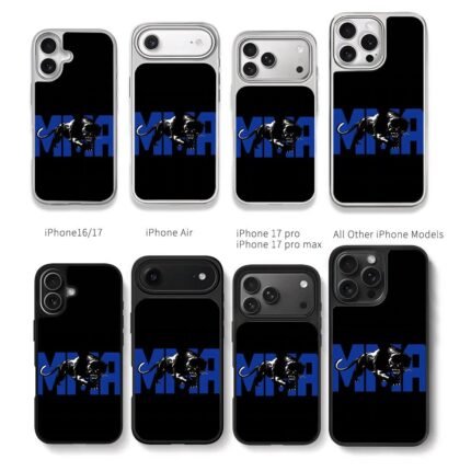 Blue MMA with black panther Chris Brown Phone Case Black Electroplated Silver For Iphone 11 To 17