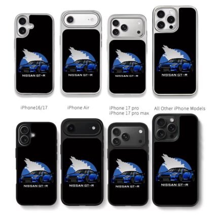 Blue Nissan GTR wolf art Chris Brown Phone Case Black Electroplated Silver For Iphone 11 To 17
