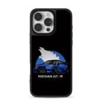 Blue Nissan GTR wolf art iPhone 16 Pro Max Black Case