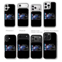 Blue Nissan R34 GTR drift car Chris Brown Phone Case Black Electroplated Silver For Iphone 11 To 17