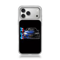 Blue Nissan R34 GTR drift car iPhone 17 Pro Max Electroplated Silver Case1