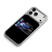 Blue Nissan R34 GTR drift car iPhone 17 Pro Max Electroplated Silver Case2