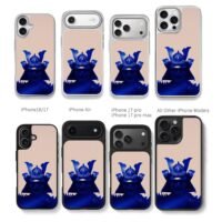 Blue samurai oni helmet mask Chris Brown Phone Case Black Electroplated Silver For Iphone 11 To 17