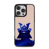 Blue samurai oni helmet mask iPhone 16 Pro Max Black Case