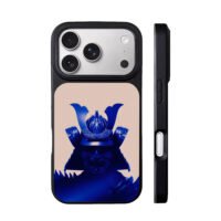 Blue samurai oni helmet mask iPhone 17 Pro Max Black Case