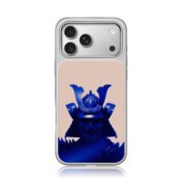 Blue samurai oni helmet mask iPhone 17 Pro Max Electroplated Silver Case1