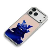 Blue samurai oni helmet mask iPhone 17 Pro Max Electroplated Silver Case2