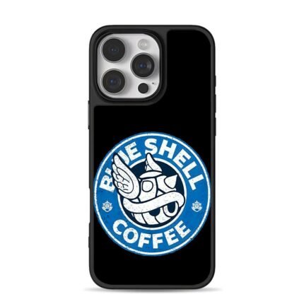 Blue Shell Coffee Mario wing shell iPhone 16 Pro Max Black Case