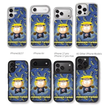 Blue South Park Wonder Tweek cartoon Chris Brown Phone Case Black Electroplated Silver For Iphone 11 To 17