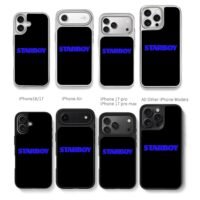 Blue STARBOY text on black Chris Brown Phone Case Black Electroplated Silver For Iphone 11 To 17