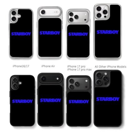 Blue STARBOY text on black Chris Brown Phone Case Black Electroplated Silver For Iphone 11 To 17