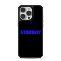 Blue STARBOY text on black iPhone 16 Pro Max Black Case