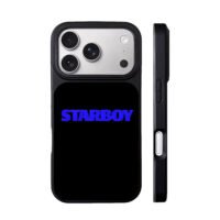 Blue STARBOY text on black iPhone 17 Pro Max Black Case