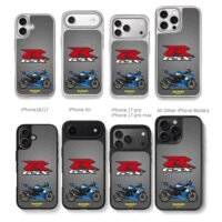 Blue Suzuki GSX R750 and GSXR logo Chris Brown Phone Case Black Electroplated Silver For Iphone 11 To 17