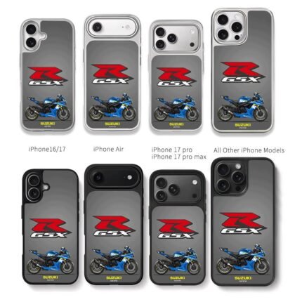 Blue Suzuki GSX R750 and GSXR logo Chris Brown Phone Case Black Electroplated Silver For Iphone 11 To 17