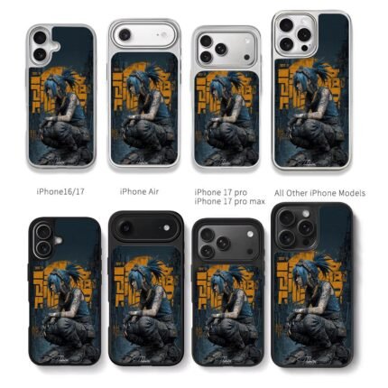 Blue tattooed cyberpunk girl Chris Brown Phone Case Black Electroplated Silver For Iphone 11 To 17
