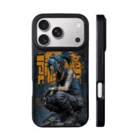 Blue tattooed cyberpunk girl iPhone 17 Pro Max Black Case