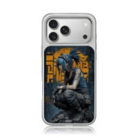 Blue tattooed cyberpunk girl iPhone 17 Pro Max Electroplated Silver Case1