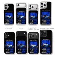 Blue white Supra racing car graphic Chris Brown Phone Case Black Electroplated Silver For Iphone 11 To 17
