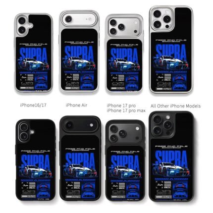 Blue white Supra racing car graphic Chris Brown Phone Case Black Electroplated Silver For Iphone 11 To 17