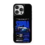 Blue white Supra racing car graphic iPhone 16 Pro Max Black Case