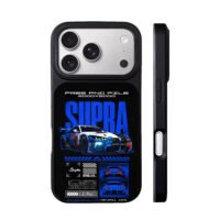 Blue white Supra racing car graphic iPhone 17 Pro Max Black Case