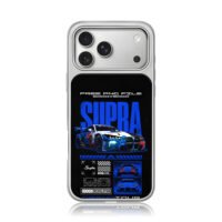 Blue white Supra racing car graphic iPhone 17 Pro Max Electroplated Silver Case1