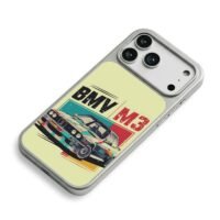 BMV M3 vintage sports car art iPhone 17 Pro Max Electroplated Silver Case2
